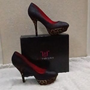 Black/leopard heels